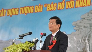 Staatspräsident beim Baubeginn des Ho Chi Minh - Denkmals in Tuyen Quang - ảnh 1