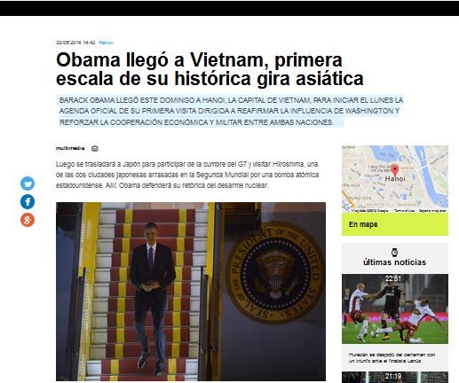 Medios de Argentina e Italia publican informaciones sobre la visita de Obama a Vietnam - ảnh 1