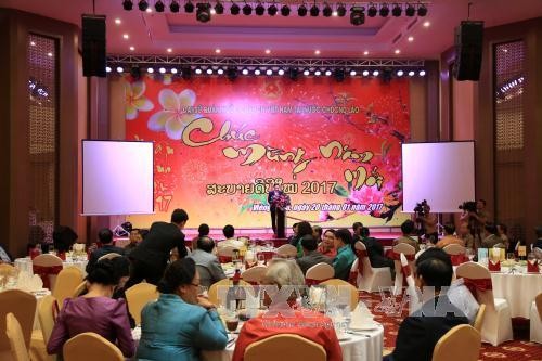 Compatriotas vietnamitas en Laos se reúnen en ocasión del Tet - ảnh 1