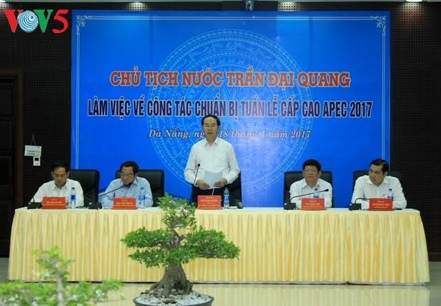 ប្រធានរដ្ឋលោក Tran Dai Quang ត្រួតពិនិត្យការងារត្រៀមរៀបចំសប្តាហ៍ជាន់ខ្ពស់ APEC២០១៧នៅទីក្រុង Da Nang - ảnh 1