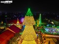 Ngắm cây thông Noel làm từ 3.800 nón lá rực sáng mùa Giáng sinh