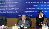 Parlamentspräsident Nguyen Sinh Hung trifft vietnamesische Investoren in Laos