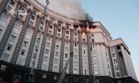 Russia hits Ukraine with biggest air attack of conflict, sets government building ablaze
