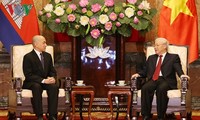 Sekjen, Presiden Vietnam, Nguyen Phu Trong menerima  Raja Kamboja, Norodom Sihamoni