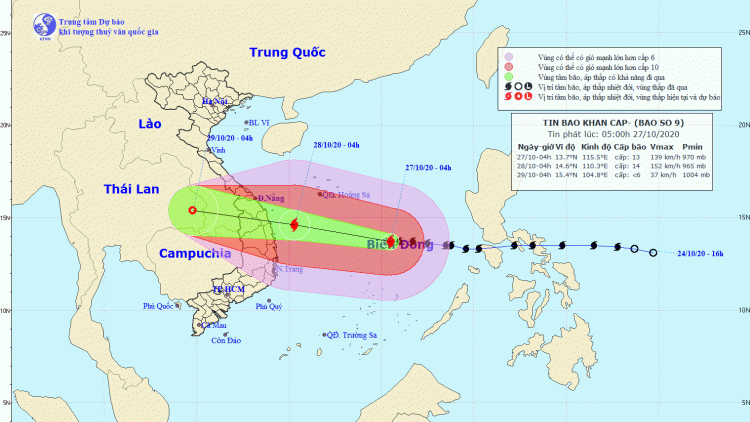 Storm Molave moving fast towards central Vietnam