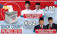 ທ່ານ Joko Widodo ທີ່ຄອງຕໍາແໜ່ງປະທານາທິບໍດີ ອິນໂດເນເຊຍ ພວມນໍາໜ້າໃນການປ່ອນບັດເລືອກຕັ້ງ ອິນໂດເນເຊຍ 2019