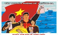 Gambar agitasi  tentang tema  revolusi-modal bernilai dari seni rupa Vietnam