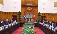 PM Viet Nam, Nguyen Xuan Phuc mengadakan pertemuan dengan Presiden Dewan Negara dan Dewan Menteri Kuba, Miguel Mario Diáz Canel Bermúdes