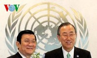 サン国家主席、国連のパン事務総長と会見