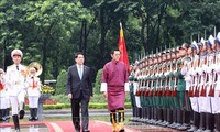 梁强主席主持仪式，欢迎不丹国王与王后对越南进行国事访问
