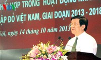 Presiden Vietnam Truong Tan Sang menghadiri acara penanda-tanganan program koordinasi dalam pekerjaan kemanusiaan