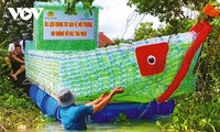 Der Mekong-Fluss in Can Tho ist grün und schön im Sommer