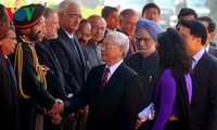 Upacara penyambutan Sekjen Nguyen Phu Trong di Istana Presiden India