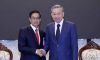 President meets Lao Front for National Construction chief, former leaders of Laos