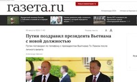 Russian media give wide coverage to phone conversation between top leaders of Vietnam, Russia