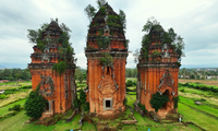 Close-up of the tallest Cham tower in Southeast Asia in Binh Dinh