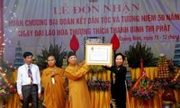 Trao Huân chương Đại đoàn kết dân tộc tặng cố đại lão hòa thượng Thích Thanh Bình 