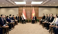 Presidentes del Legislativo de Vietnam y Singapur dialogan sobre los lazos binacionales