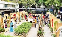 Traditional Ao dai on display in Hanoi