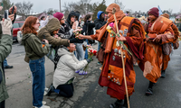 Barefoot monks reach US capital after three-month journey for peace
