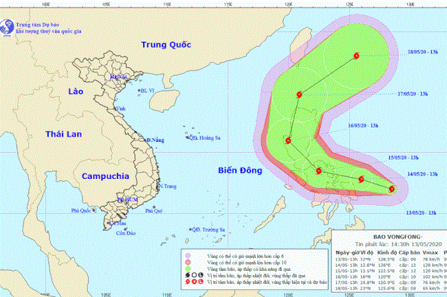 Theo dõi diễn biến bão VONGFONG