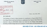 Đại sứ quán Israel tại Việt Nam viết thư cảm ơn Công an huyện Nguyên Bình, Cao Bằng