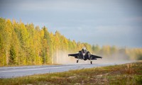 Lockheed Martin F-35A fighter jets land on motorway