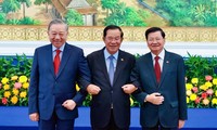 General Secretary To Lam co-chairs meeting of three Party leaders of Vietnam, Cambodia and Laos