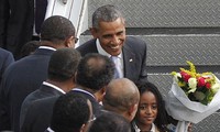 US President Barack Obama lands in Ethiopia 