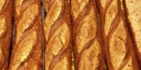 French baguettes and techniques for making the bread from natural yeast leaven 