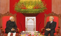 Sekjen Nguyen Phu Trong menerima Wakil Presiden India Momamad Hamid Ansari