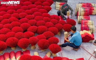 Das über 100 Jahre alte Räucherstäbchendorf in Hanoi beschäftigt sich mit der Räucherstäbchen-Produktion vor dem Neujahr