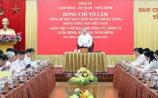 KPV-Generalsekretär To Lam tagt mit Parteileitungen der Provinzen Nam Dinh, Ha Nam und Ninh Binh