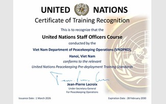 Vietnam affirms its capacity in United Nations peacekeeping training