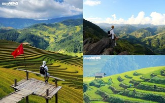 Die friedliche Reisernte im Dorf Hang Dang De in der Provinz Lao Cai
