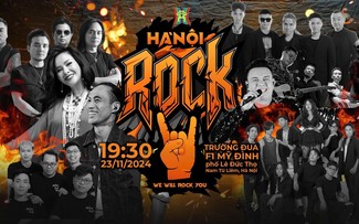 Zahlreiche bekannte Musikbands und Sänger treten im Rock-Konzert in Hanoi