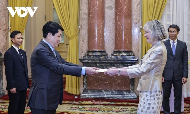 Presidente de Vietnam recibe a embajadores de diferentes países