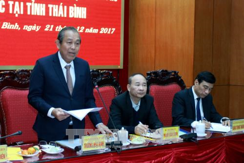 Déplacement du vice-Premier ministre Truong Hoa Binh à Thai Binh