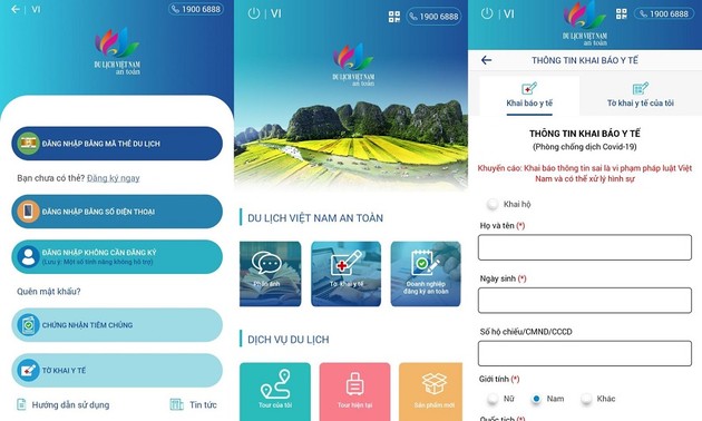 Reproduction de la déclaration de santé sur l’application Vietnam Safe Tourism