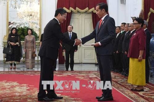 Dubes Vietnam di Indonesia, Pham Vinh Quang menyampaikan surat mandat kepada Presiden Indonesia, Joko Widodo