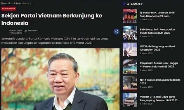 Indonesische Zeitungen berichten über den Besuch des KPV-Generalsekretärs To Lam