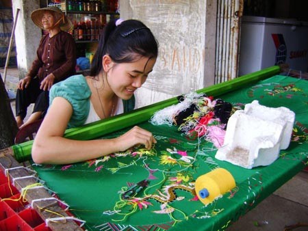 Traditional embroidery craft in Van Lam village, Ninh Binh province