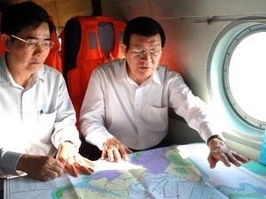 Truong Tan Sang en tournée d'inspection des digues maritimes