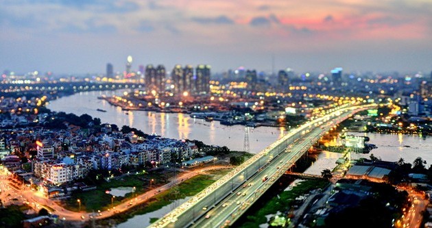 Saigon viewed from above, with miniature effect