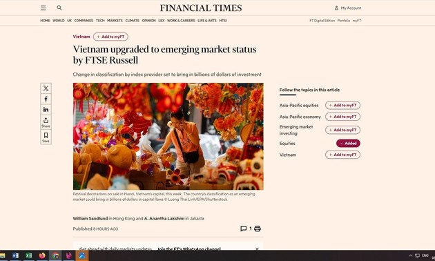 UK media, experts welcome Vietnam’s stock market upgrade