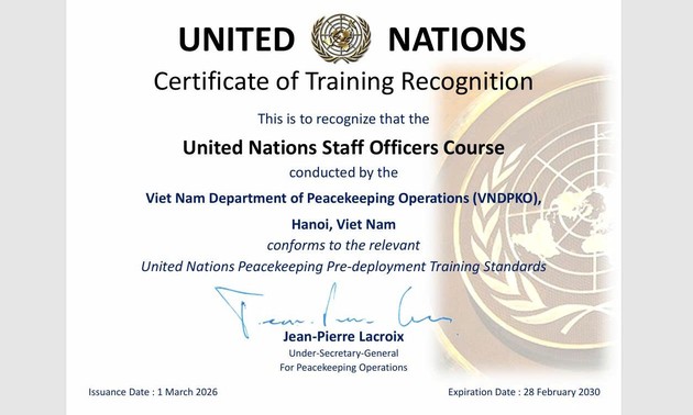 Vietnam affirms its capacity in United Nations peacekeeping training