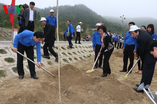 胡志明共青团中央在武元甲大将墓区举行植树节启动仪式