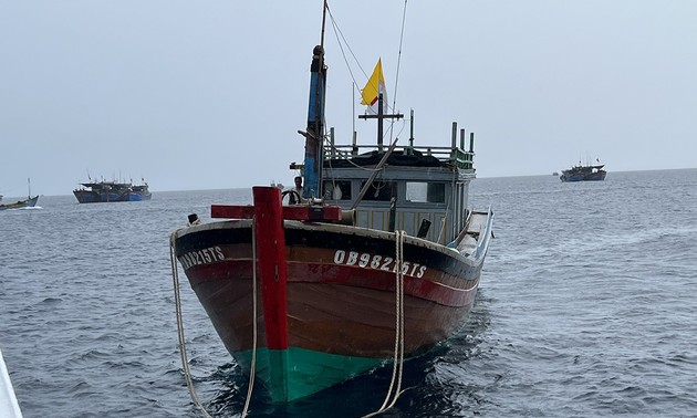 海军第三区指战员营救在海上遇险的广平省渔船