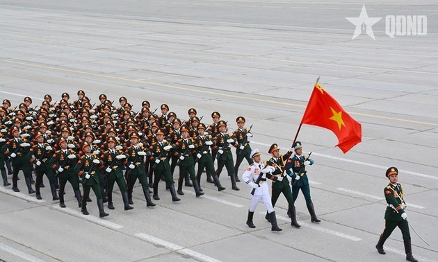 越南士兵参加红场阅兵彩排