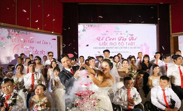 Collective wedding organized for 46 couples with disabilities 